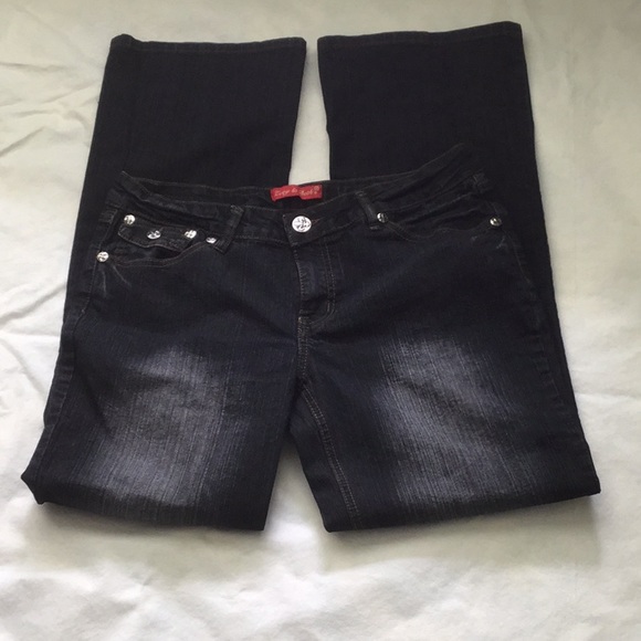 Zoey & Beth Dark Blue Wash Bootcut Blue Jeans SZ13/14 - Picture 2 of 4